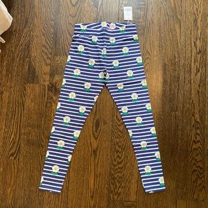 Boden 11-12 daisy flower leggings navy striped new with tags